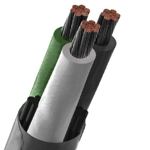 Cable para Mineria de Tipo W Redondo, EPR/CPE 2kV, 1,2, 3 ó 4 Conductores